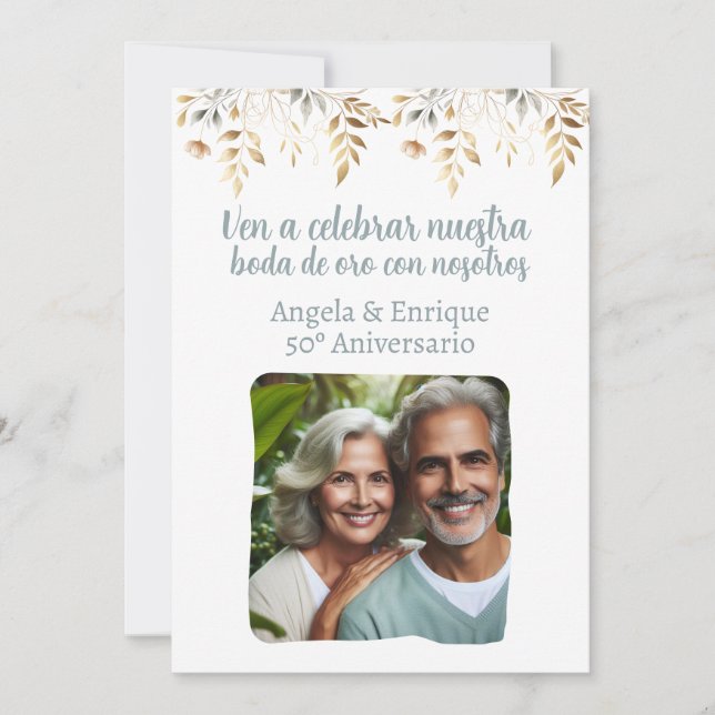 Invitación de boda de oro de 50 años con foto (Anverso)