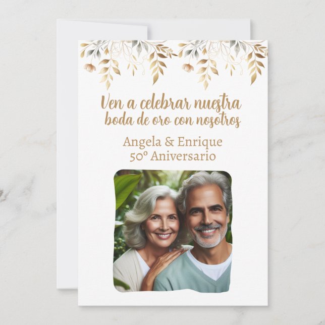 Invitación de boda de oro de 50 años con foto (Anverso)