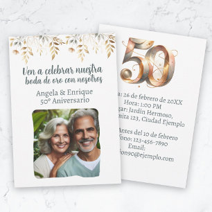 Invitación de boda de oro de 50 años con foto