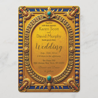 Invitación de boda de oro del antiguo Egipto