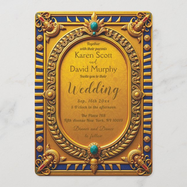 Invitación de boda de oro del antiguo Egipto (Anverso)