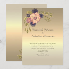 Invitación de boda de oro falso