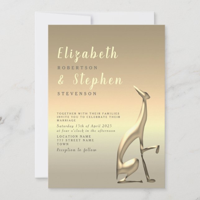 Invitación de boda de oro falso (Anverso)