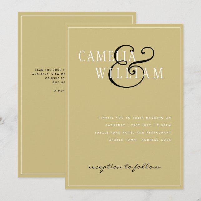 Invitación de boda de oro moderna (Anverso / Reverso)