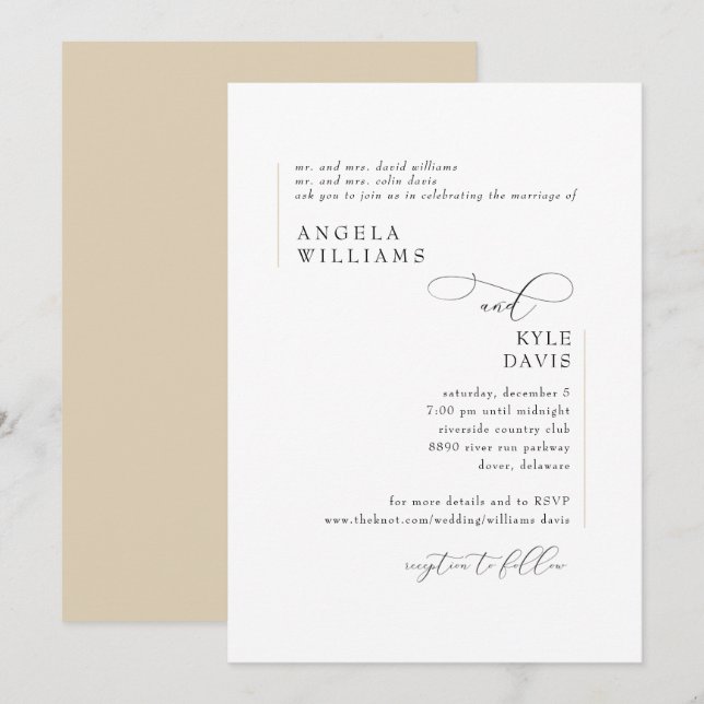 Invitación de boda de oro moderna (Anverso / Reverso)