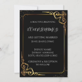Invitación de Boda de Oro Negro