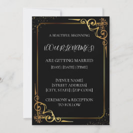 Invitación de Boda de Oro Negro