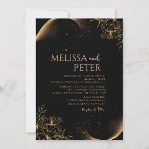 Invitación de boda de oro negro