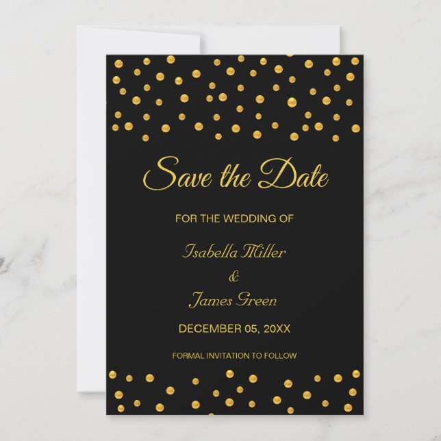 Invitación de boda de oro negro para guardar la fe (Anverso)