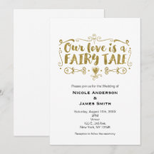 Invitación de boda de oro NUESTRO AMOR ES UN CUENT
