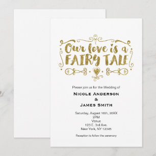 Invitación de boda de oro NUESTRO AMOR ES UN CUENT