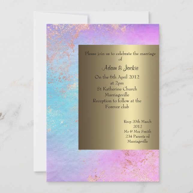 INVITACIÓN DE BODA DE ORO PASTEL NUEVA (Anverso)