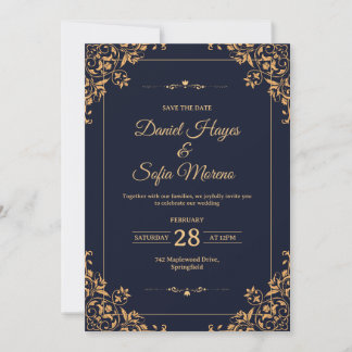 Invitación de boda de oro personalizada | 