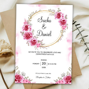 Invitación de boda de oro rosa