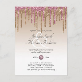 INVITACIÓN DE BODA DE Oro Rosa Purpurina Rosado
