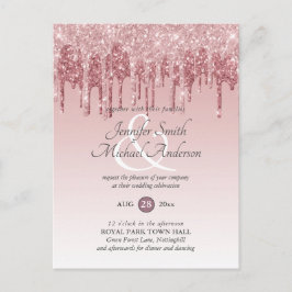 INVITACIÓN DE BODA DE Oro Rosa Purpurina Rosado