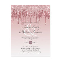 INVITACIÓN DE BODA DE Oro Rosa Purpurina Rosado