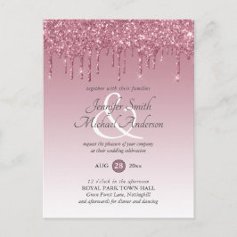 INVITACIÓN DE BODA DE Oro Rosa Purpurina Rosado