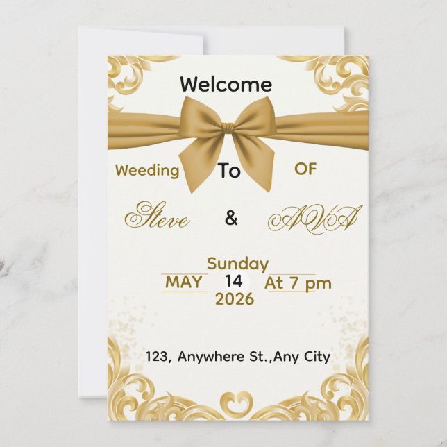 Invitación de boda de oro suave – Des elegante min (Anverso)