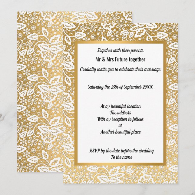 INVITACIÓN DE BODA DE ORO VINTAGE (Anverso / Reverso)