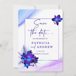 Invitación de boda de orquídea azul púrpura para g