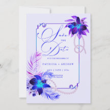 Invitación de boda de orquídea azul púrpura para g