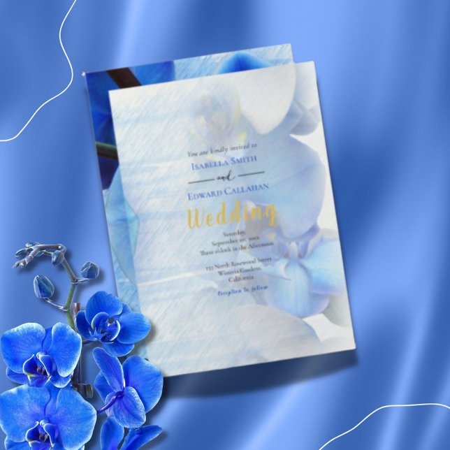 Invitación de Boda de Orquídea Azul Tropical con M (Subido por el creador)