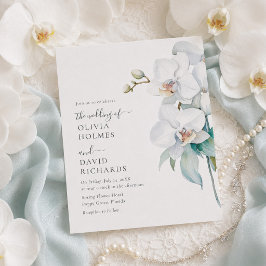 Invitación de boda de orquídea blanca elegante mod