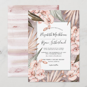 Invitación de boda de orquídea de invierno cálido