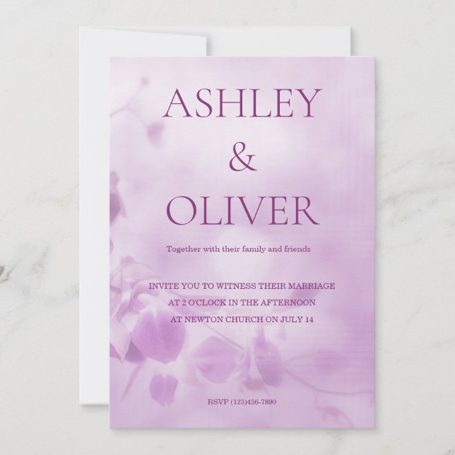 Invitación de boda de orquídea púrpura (Anverso)