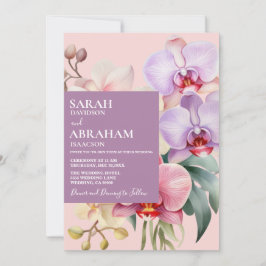 Invitación de boda de orquídeas arcoíris pastel mo