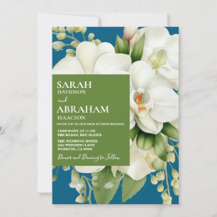 Invitación de boda de orquídeas blancas