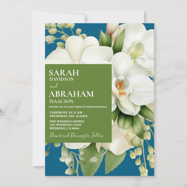 Invitación de boda de orquídeas blancas (Anverso)