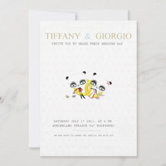 Invitación de boda de oso panda