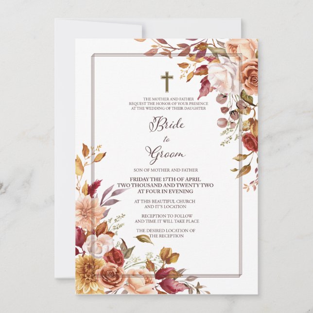 Invitación de boda de otoño (Anverso)