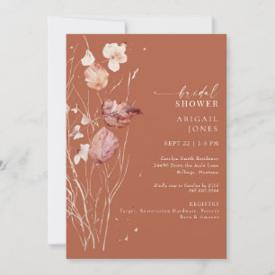 Invitación de boda de otoño canela en texto dorado