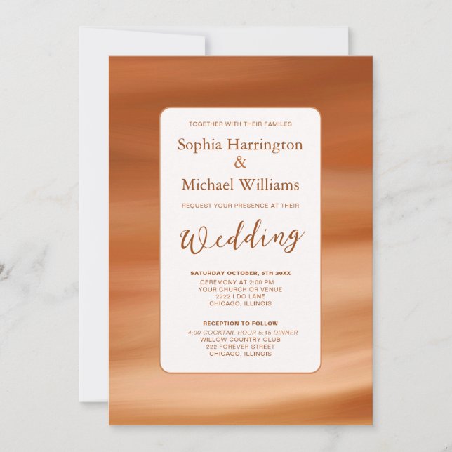 Invitación de boda de otoño con código QR de terra (Anverso)