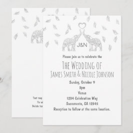 Invitación de boda de otoño con dos elefantes cora