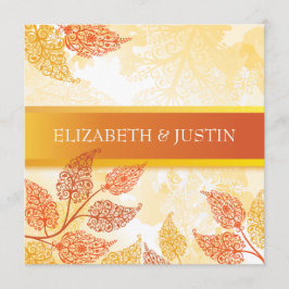Invitación de boda de otoño con hojas de encaje