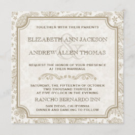 Invitación de boda de otoño con hojas de encaje vi