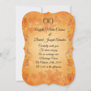 Invitación de boda de otoño con hojas que caen