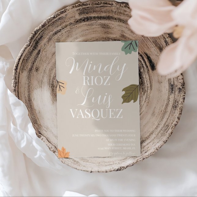 Invitación de boda de otoño con tonos suaves en la (Subido por el creador)