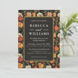 Invitación de boda de otoño de rosa botánica hermo