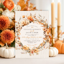 Invitación de boda de otoño floral en acuarela mar