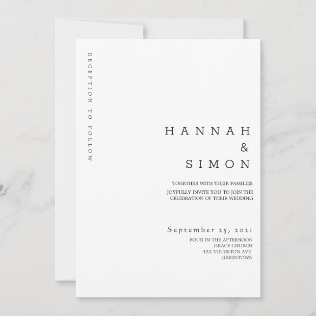 Invitación de boda de otoño minimalista moderna (Anverso)
