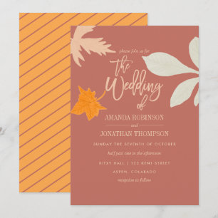 Invitación de boda de otoño naranja silenciada