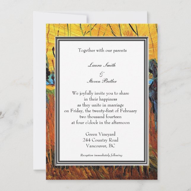 invitación de boda de otoño. van Gogh (Anverso)