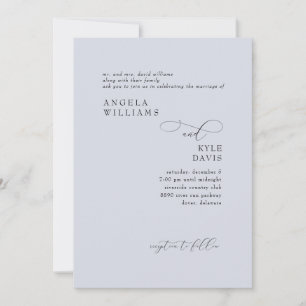 Invitación de boda de padres de novia azul polvori