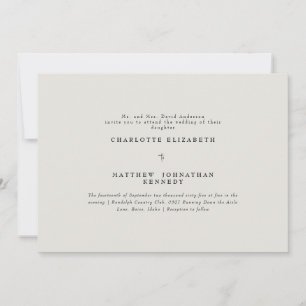 Invitación de boda de padres de novia simplemente 