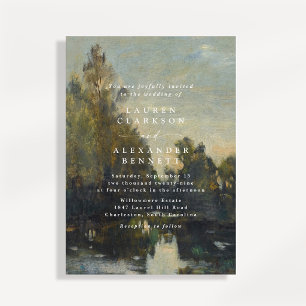 Invitación de boda de paisaje de bellas artes